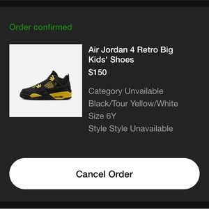 Air Jordan Retro 4 size 6y